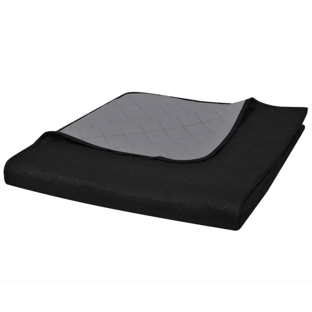 Colcha acolchada a doble cara negro gris 230x260 cm