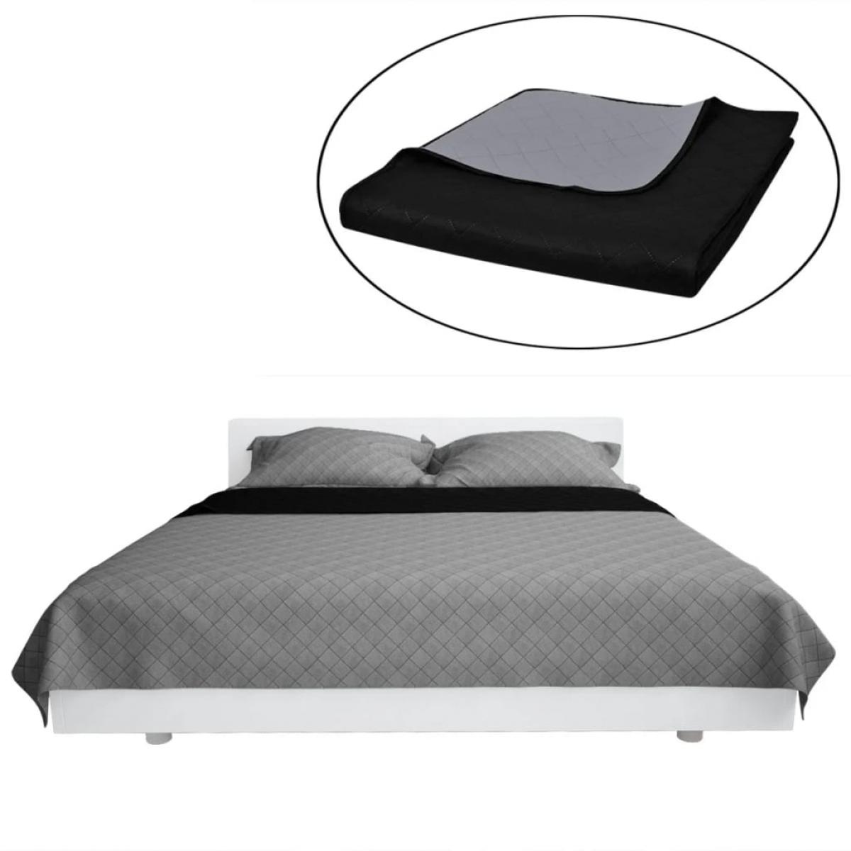 Colcha acolchada a doble cara negro gris 230x260 cm