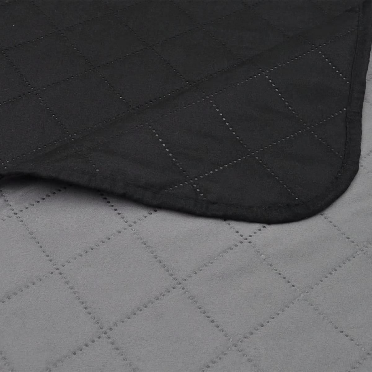 Colcha acolchada a doble cara negro gris 230x260 cm