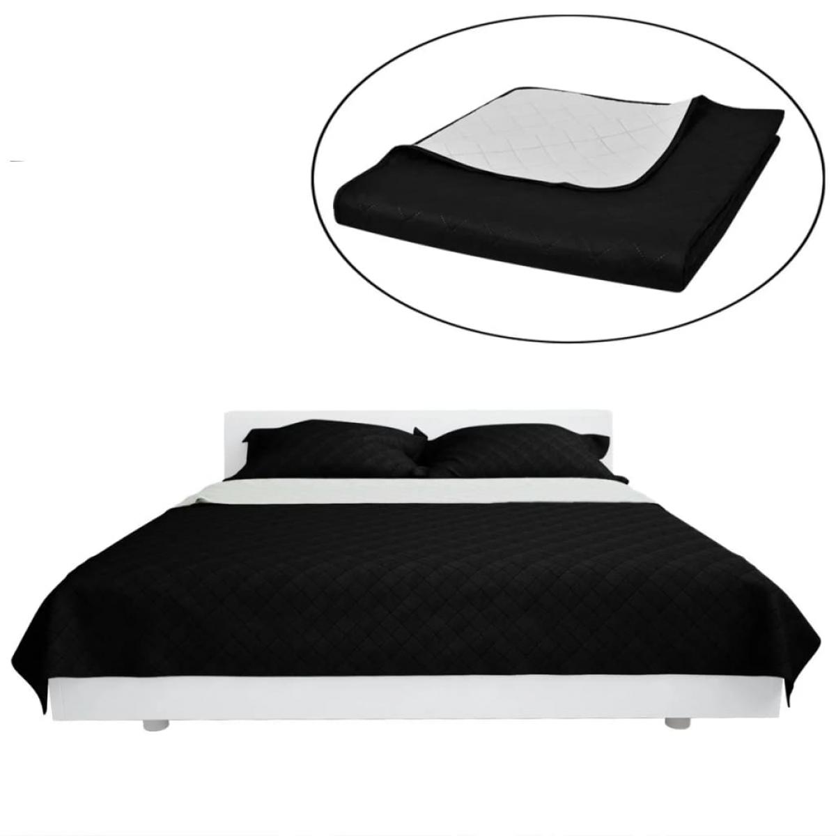 Colcha acolchada a doble cara negro blanco 220x240 cm