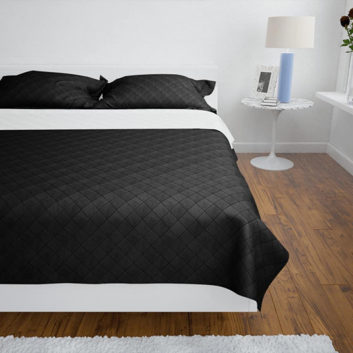 Colcha acolchada a doble cara negro blanco 220x240 cm