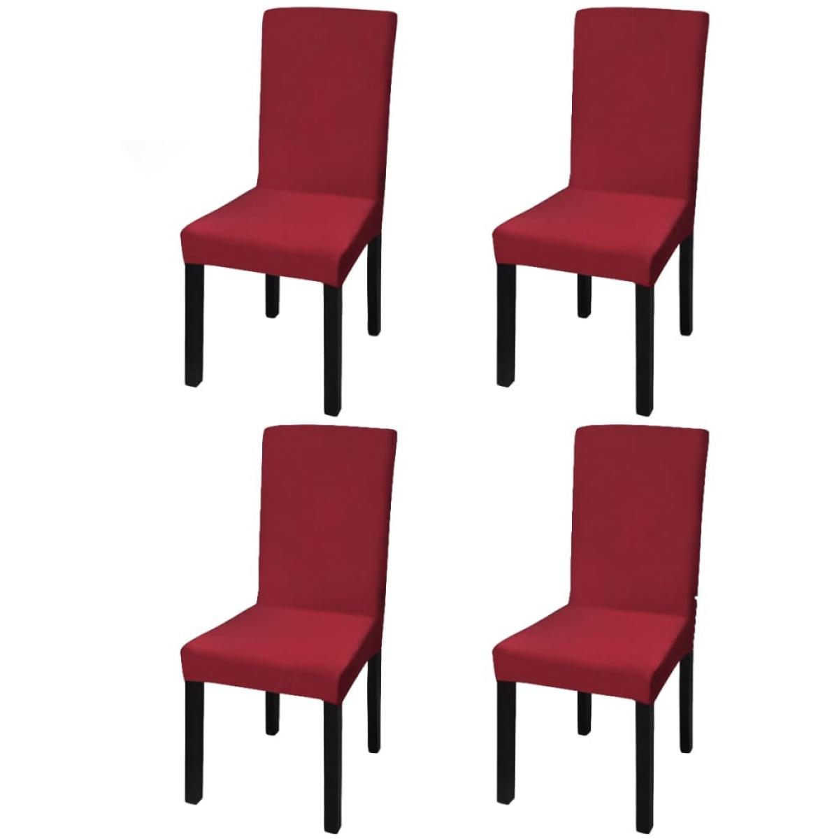 Funda de silla elástica recta 4 unidades burdeos