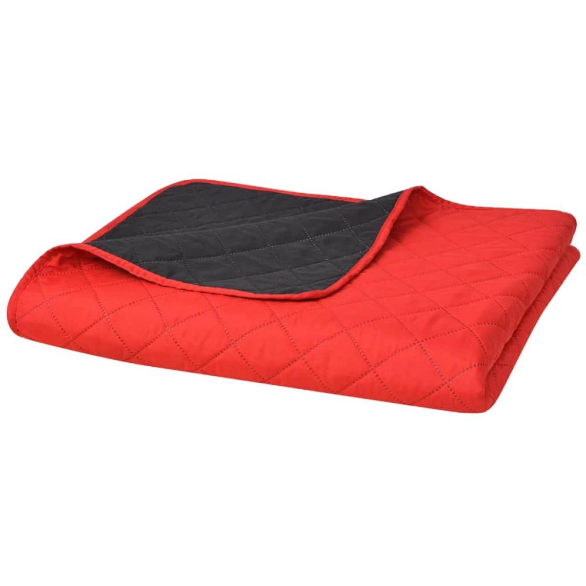 Cubrecama acolchado doble cara 170x210 cm rojo y negro