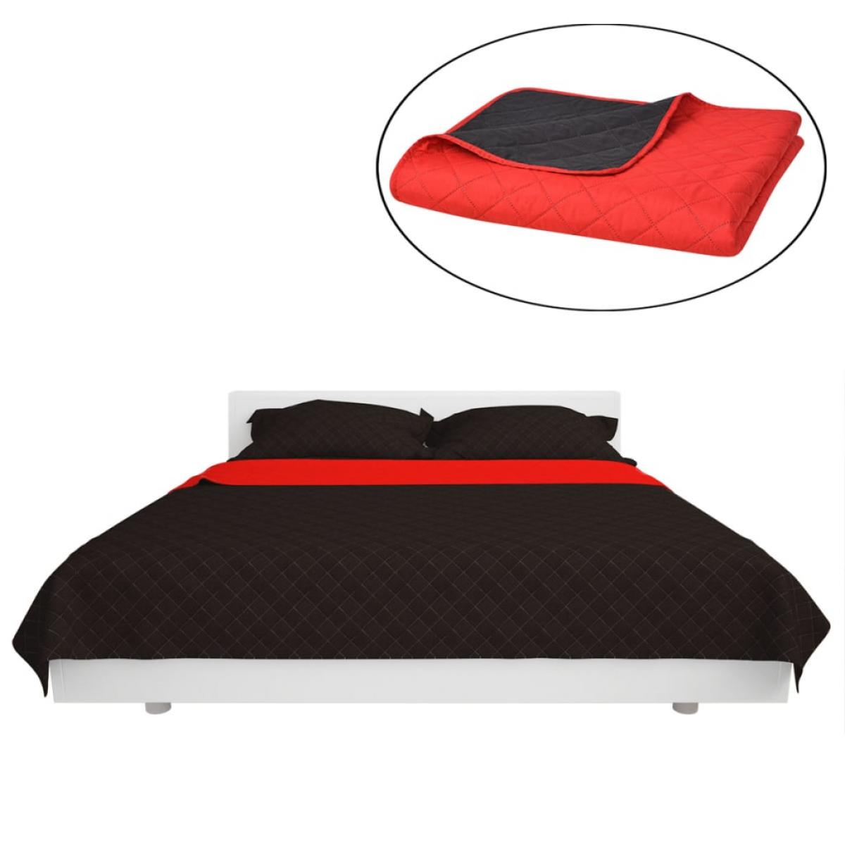Cubrecama acolchado doble cara 170x210 cm rojo y negro