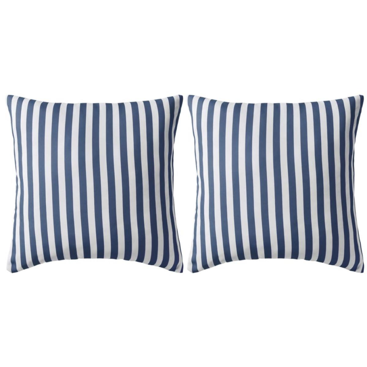 Cojines para exterior a rayas 45x45 cm azul marino 2 unidades