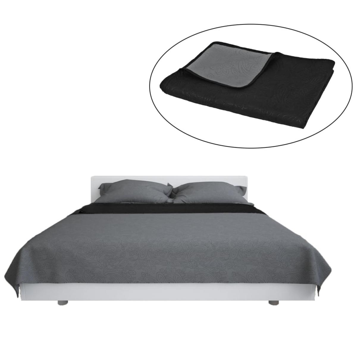Cubrecama acolchado doble cara 220x240 cm gris y negro