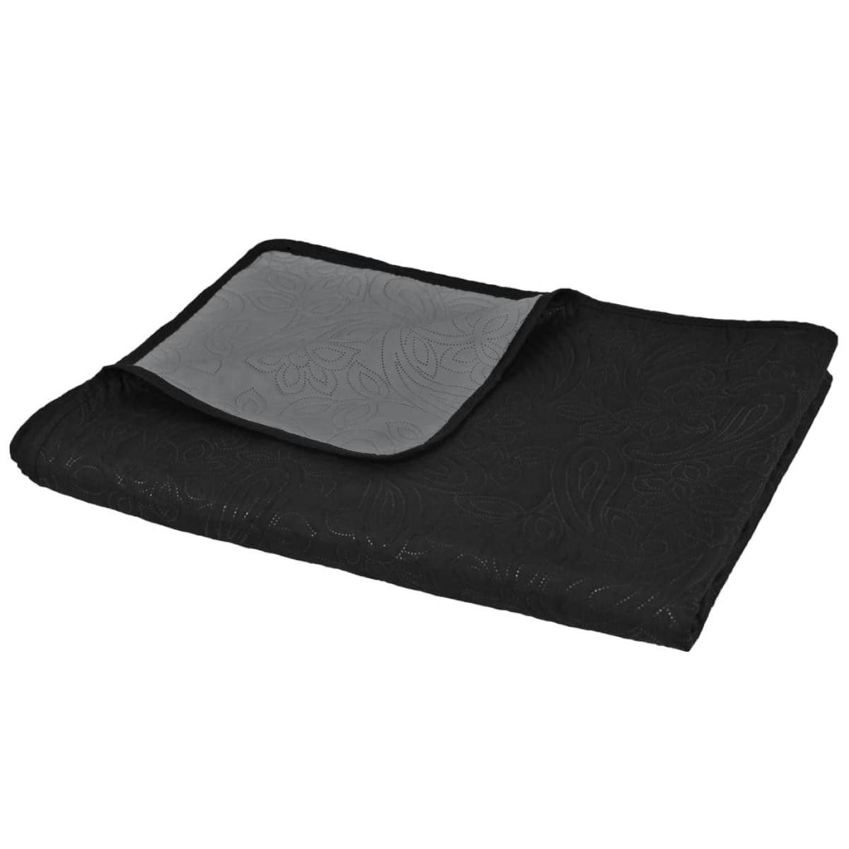 Cubrecama acolchado doble cara 220x240 cm gris y negro
