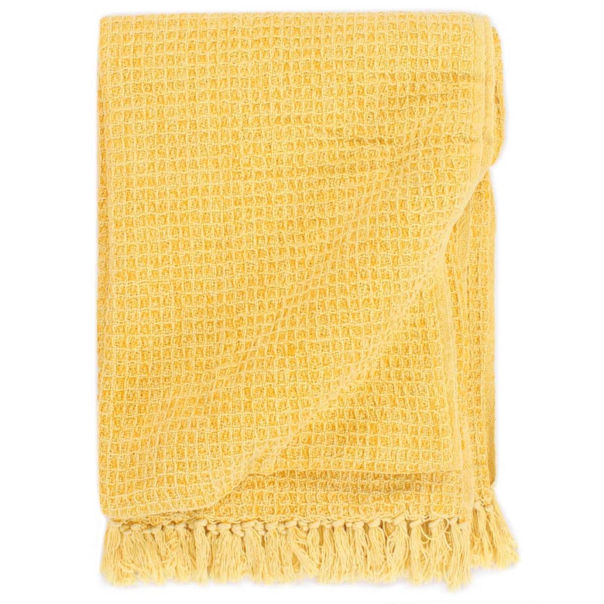Manta de algodón amarillo mostaza 220x250 cm