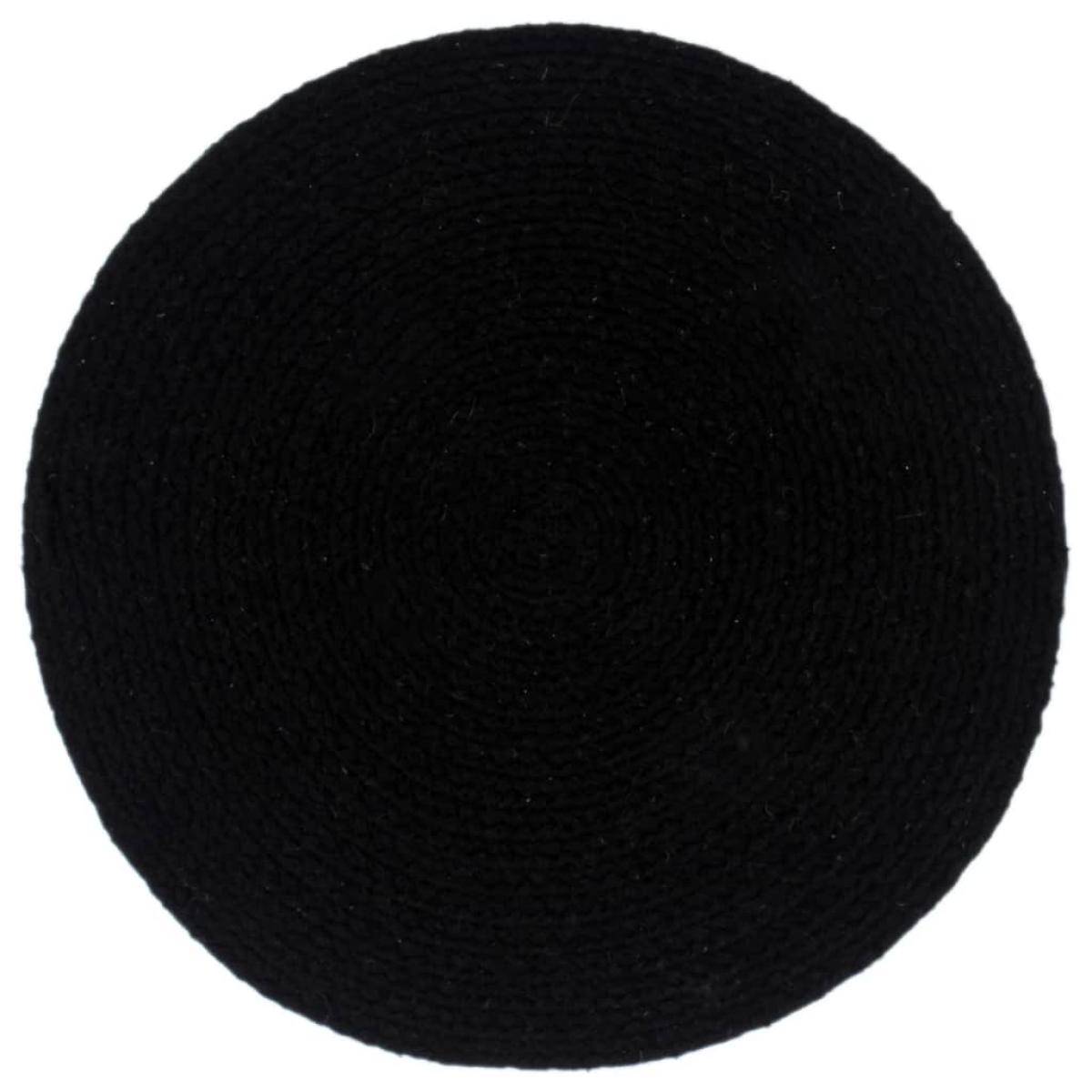 Manteles individuales redondos 4 uds algodón negro liso 38 cm