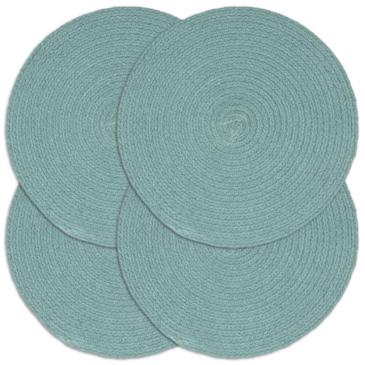 Manteles individuales redondos 4 uds algodón verde liso 38 cm