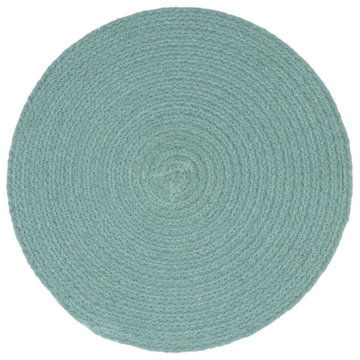 Manteles individuales redondos 4 uds algodón verde liso 38 cm