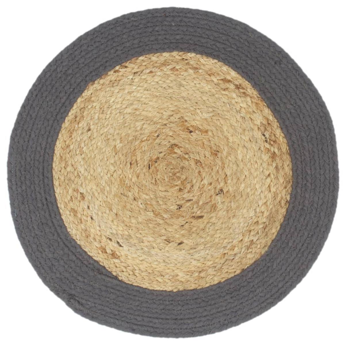 Mantel individual redondo 6 uds yute algodón natural gris 38cm
