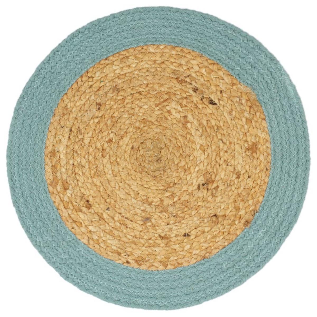 Mantel individual redondo 6 uds yute algodón natural verde 38cm