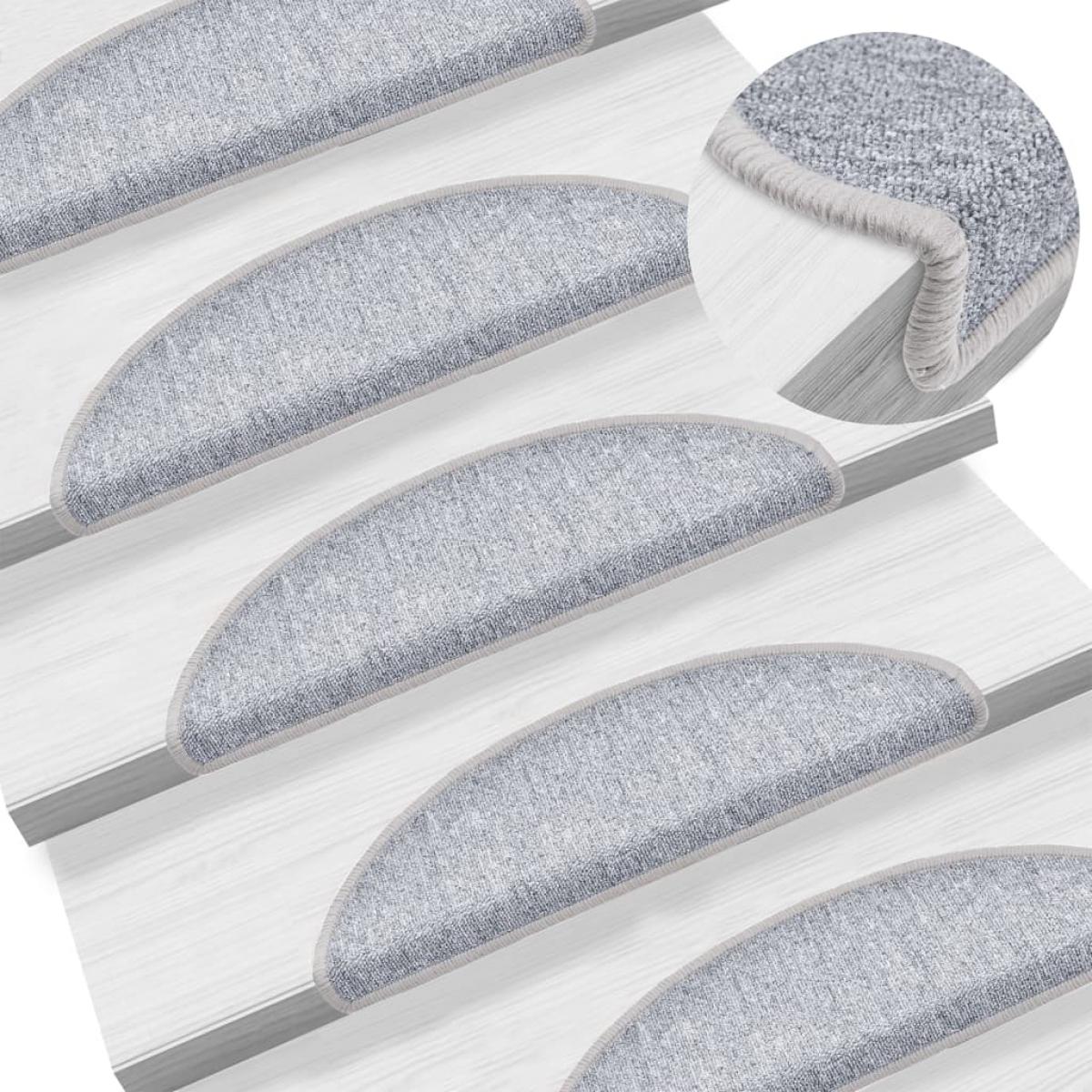 Alfombrillas de escalera 15 unidades gris claro 56x17x3 cm