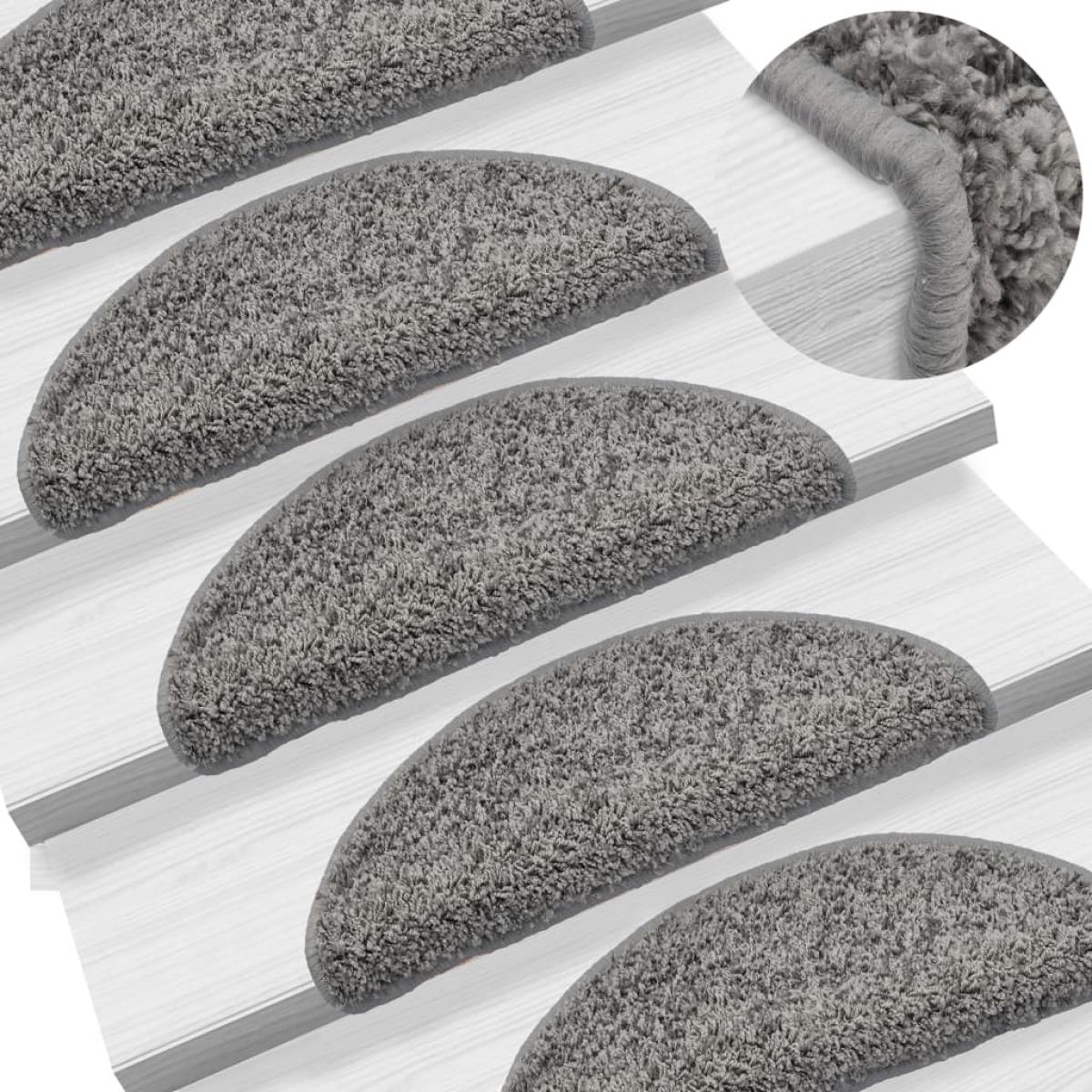 Alfombras de peldaños de escalera 15 uds gris 56x17x3 cm
