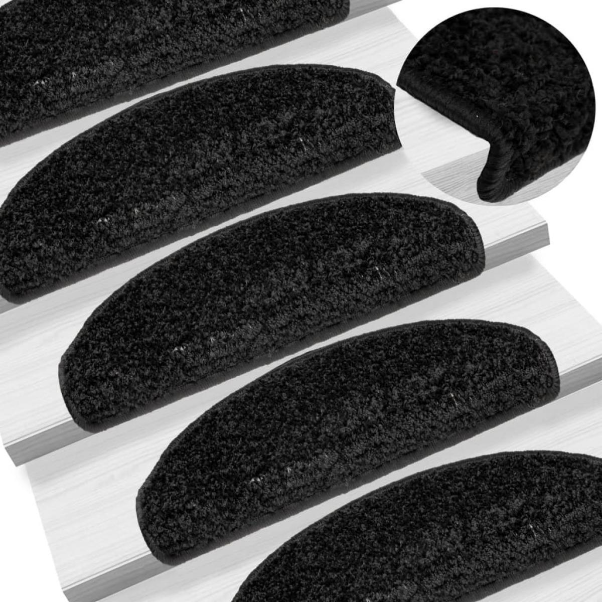 Alfombras de peldaños de escalera 15 uds negro 65x21x4 cm