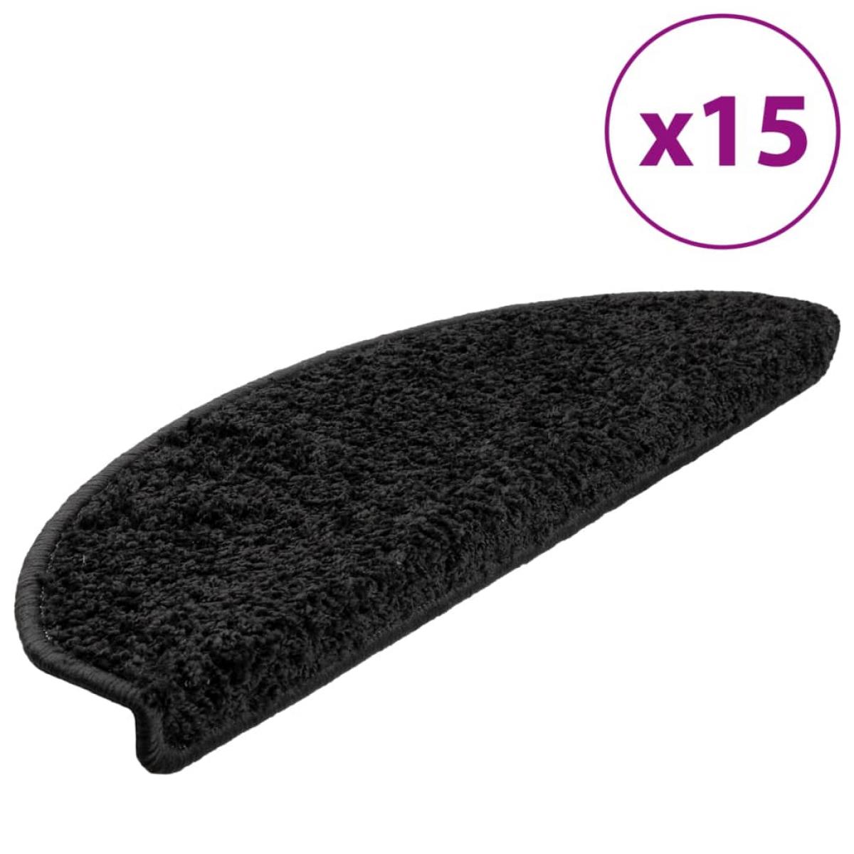 Alfombras de peldaños de escalera 15 uds negro 65x21x4 cm