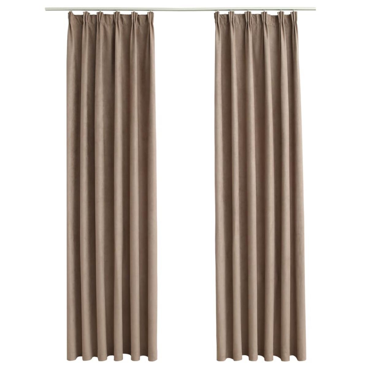 Cortinas opacas con ganchos 2 piezas gris topo 140x245 cm