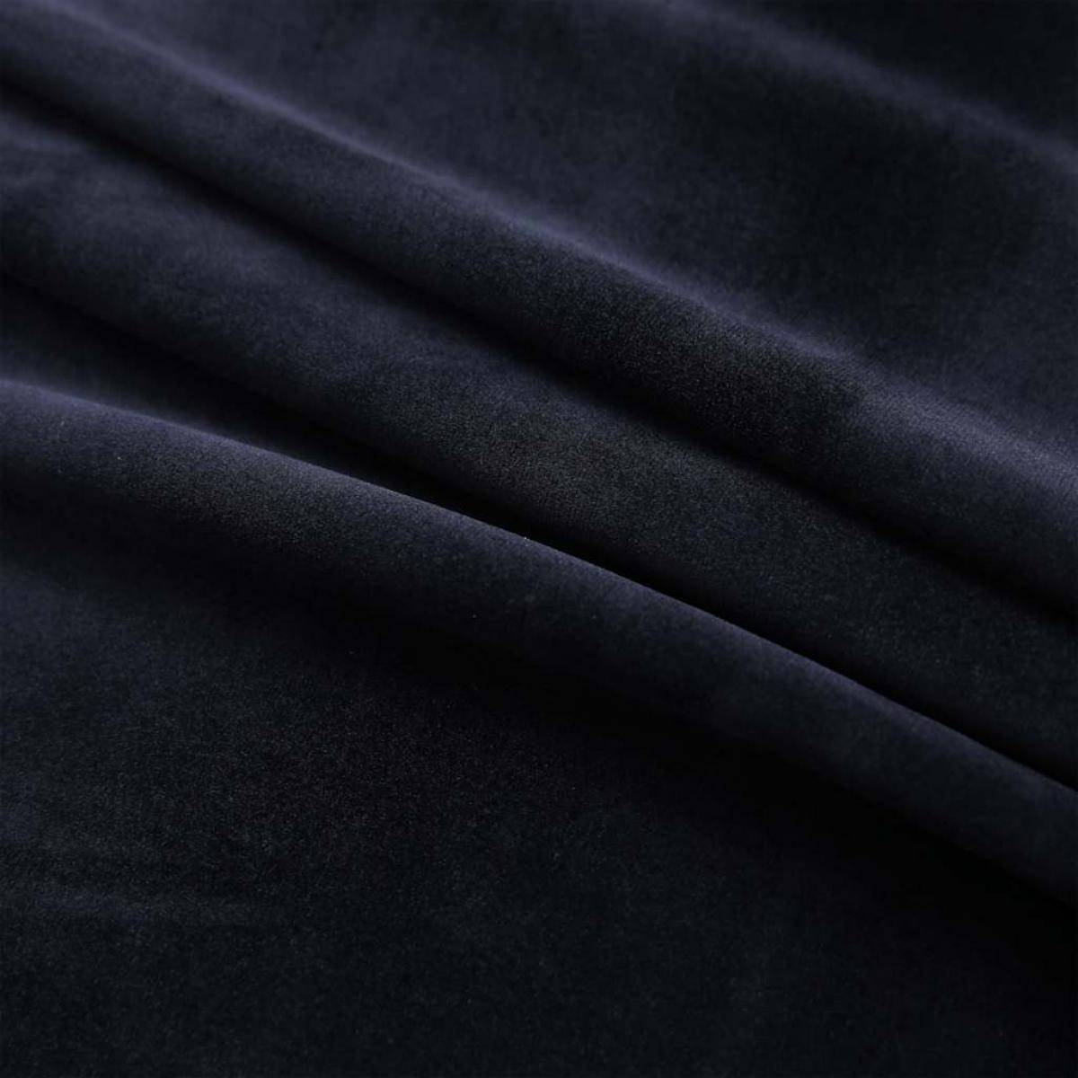 Cortinas opacas con anillas 2 pzas terciopelo negro 140x225 cm