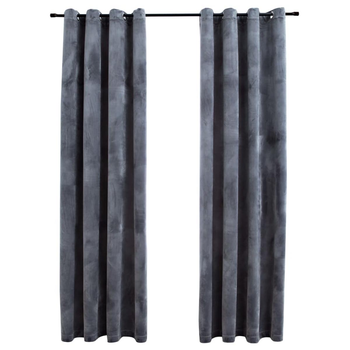 Cortinas opacas anillas 2 uds terciopelo antracita 140x225 cm