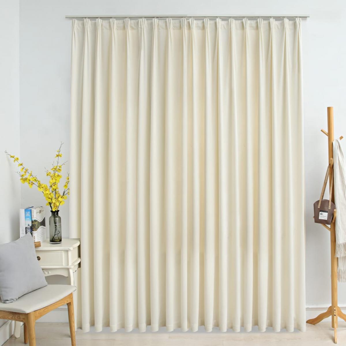Cortina opaca con ganchos terciopelo color crema 290x245 cm