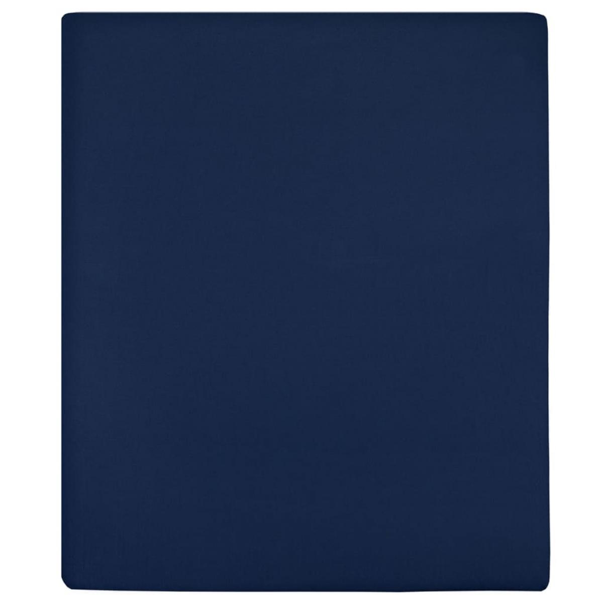 Sábanas bajeras jersey 2 uds algodón azul marino 90x200 cm
