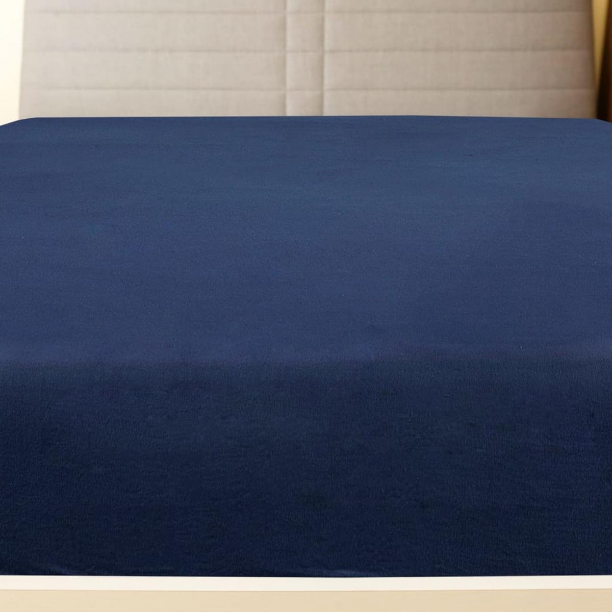 Sábanas bajeras jersey 2 uds algodón azul marino 90x200 cm