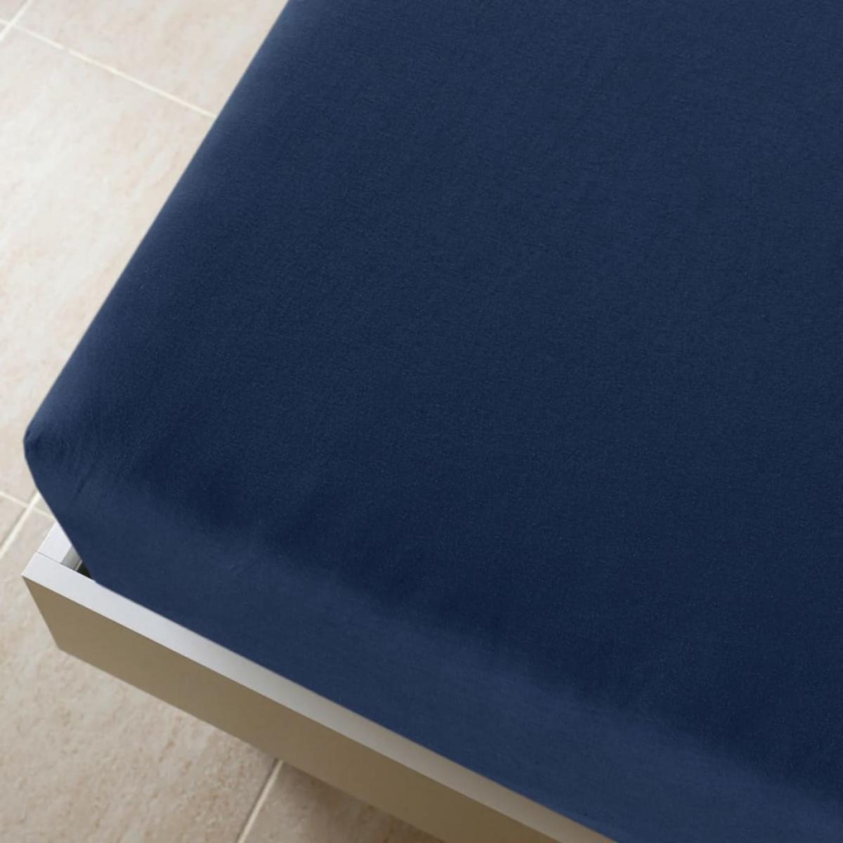 Sábanas bajeras jersey 2 uds algodón azul marino 90x200 cm
