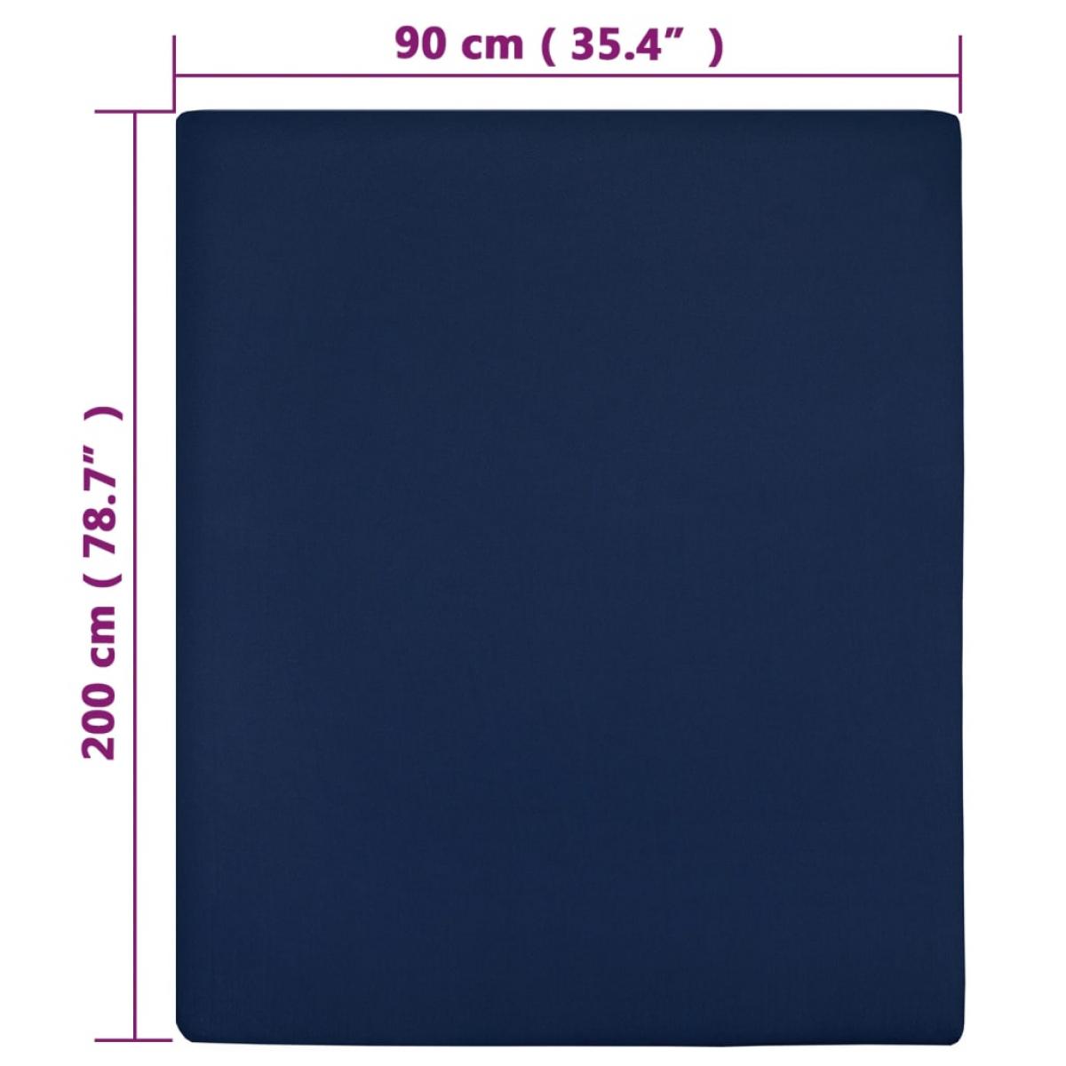 Sábanas bajeras jersey 2 uds algodón azul marino 90x200 cm