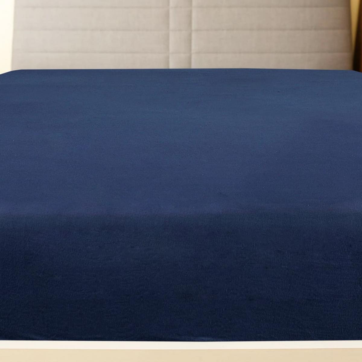 Sábana bajera jersey algodón azul marino 140x200 cm