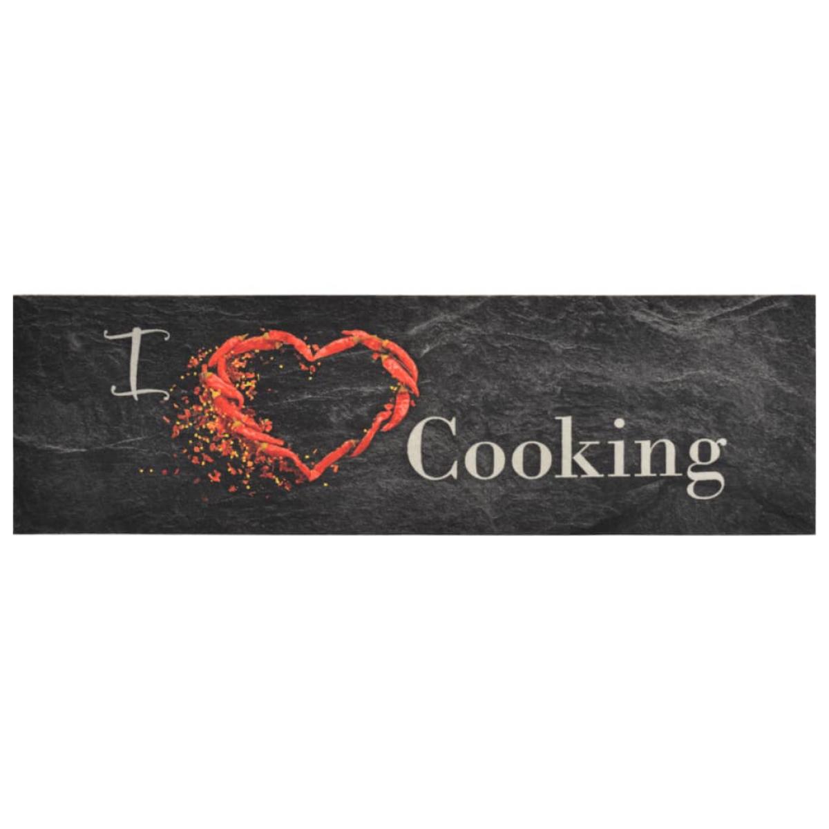 Alfombra de cocina lavable terciopelo Cooking negro 45x150 cm