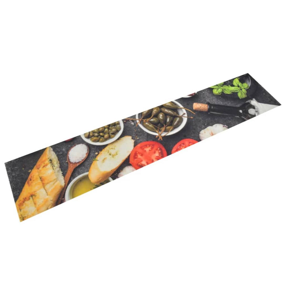 Alfombra de cocina lavable terciopelo dibujo vino cena 60x300cm