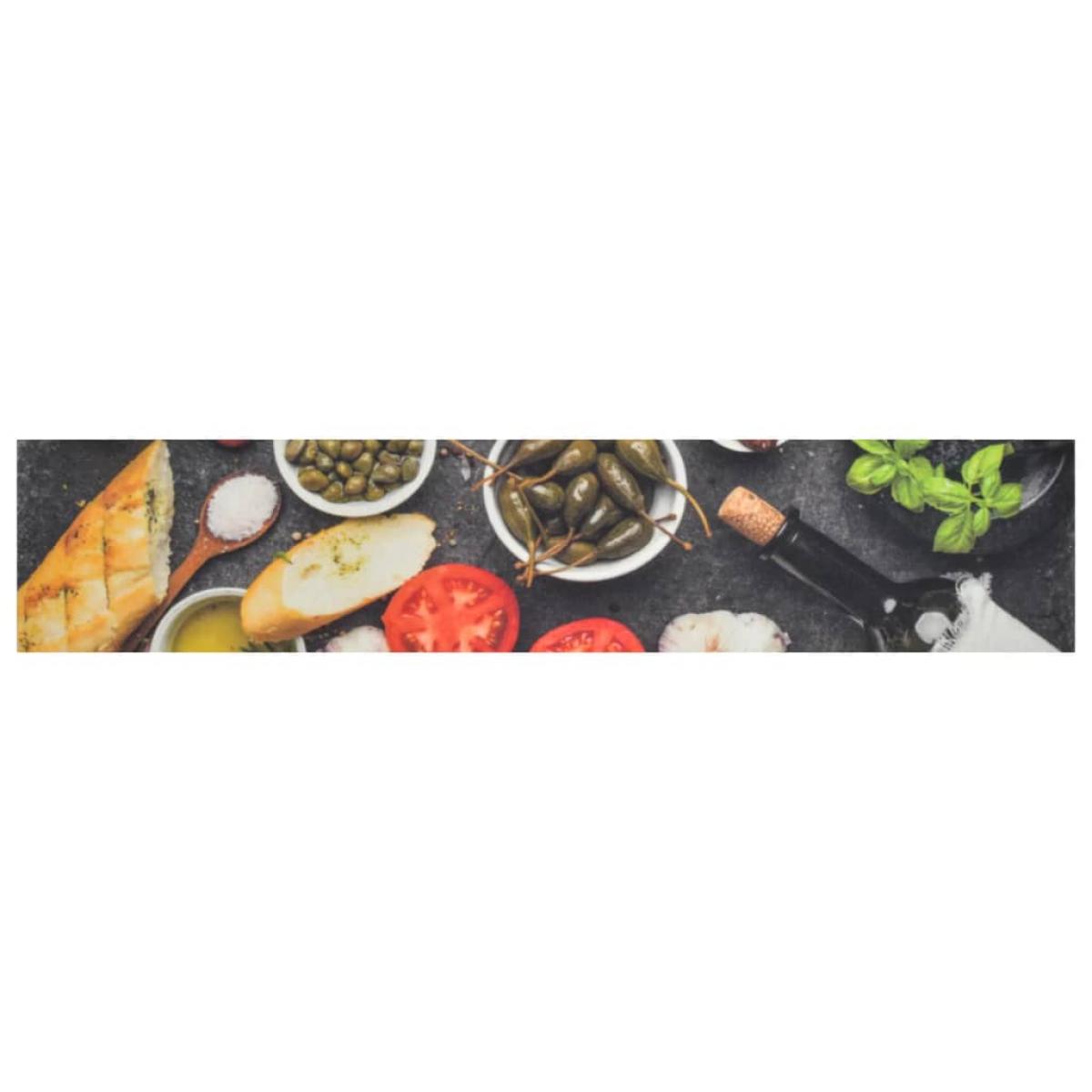 Alfombra de cocina lavable terciopelo dibujo vino cena 60x300cm