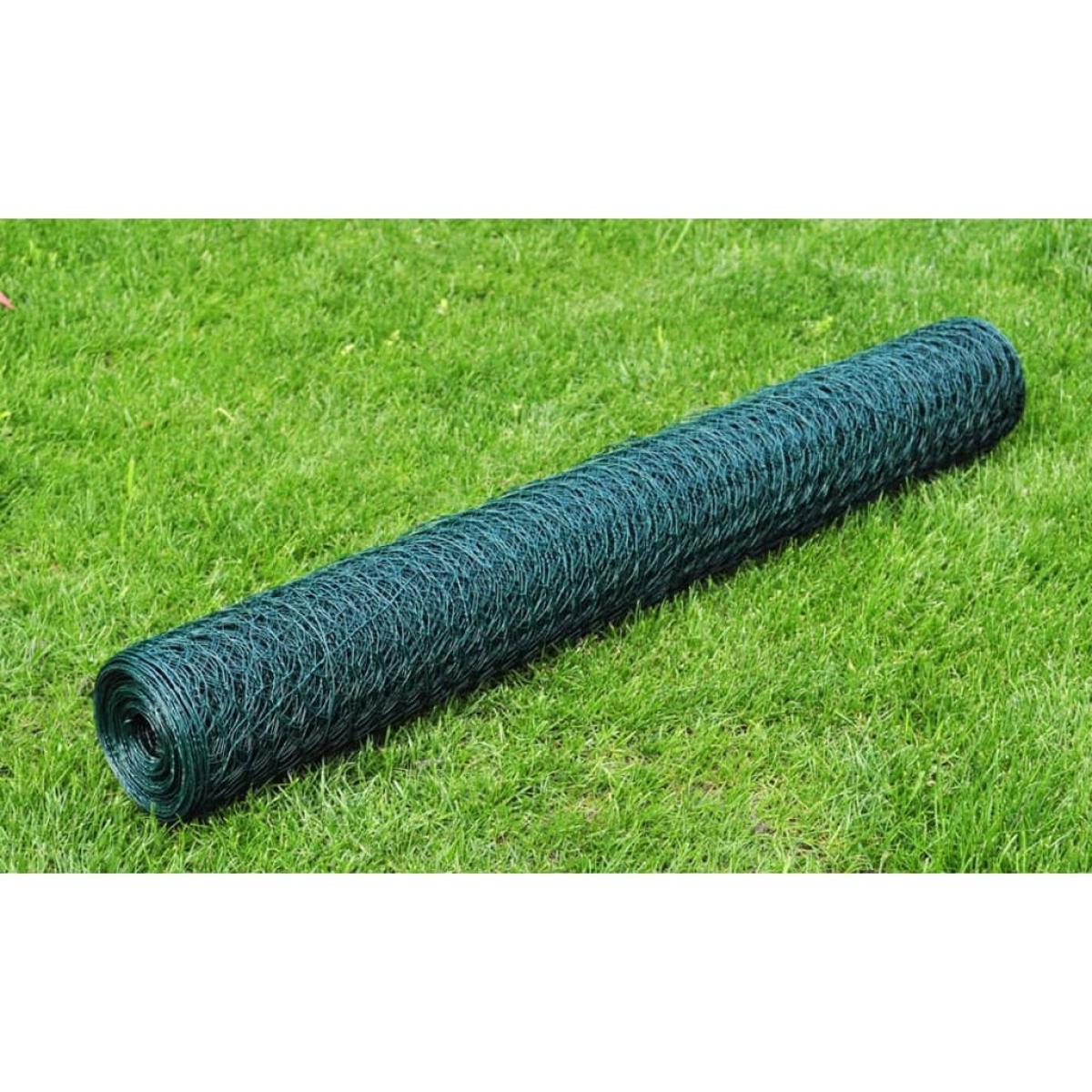 Alambrada de gallinero con revestimiento PVC verde 25x0,5 m