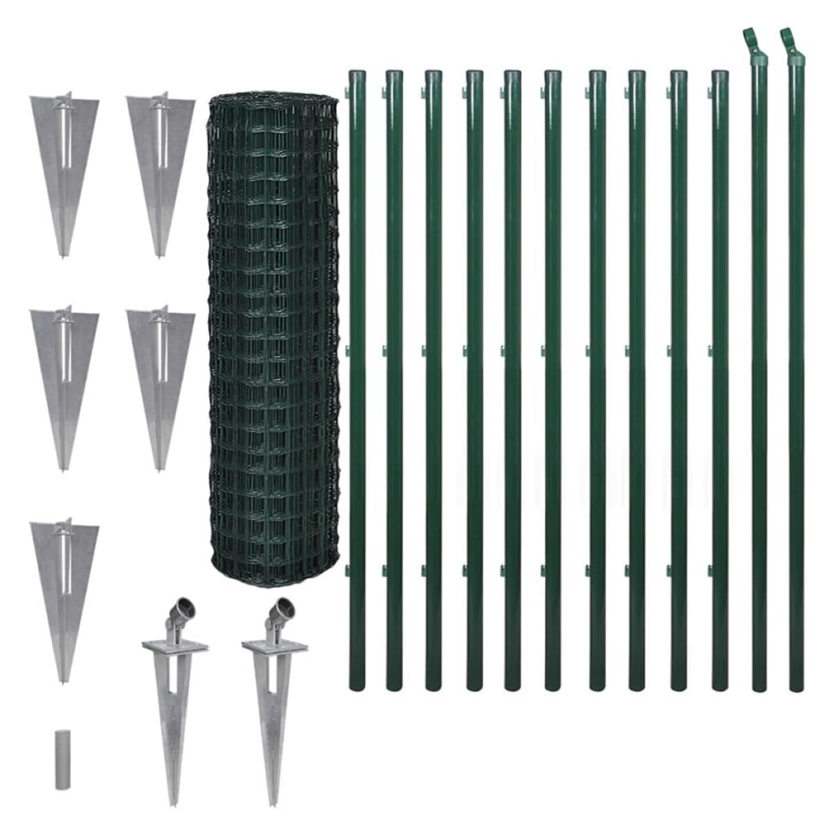 Set de euro valla acero verde 25x1,5 m