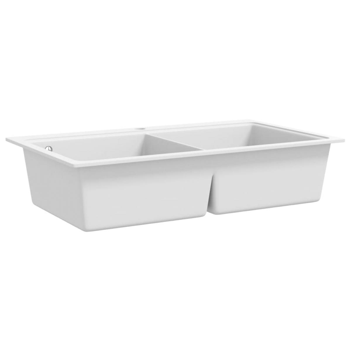 Fregadero encastrable de granito blanco crema de dos cubetas