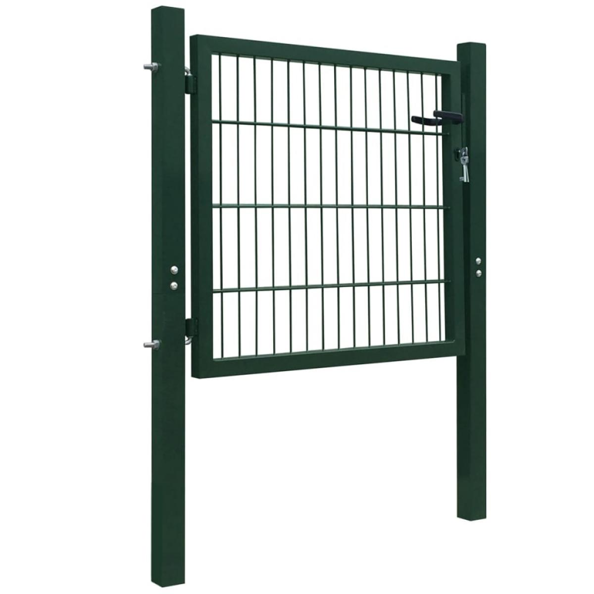 Puerta de vallado de acero verde 105x150 cm