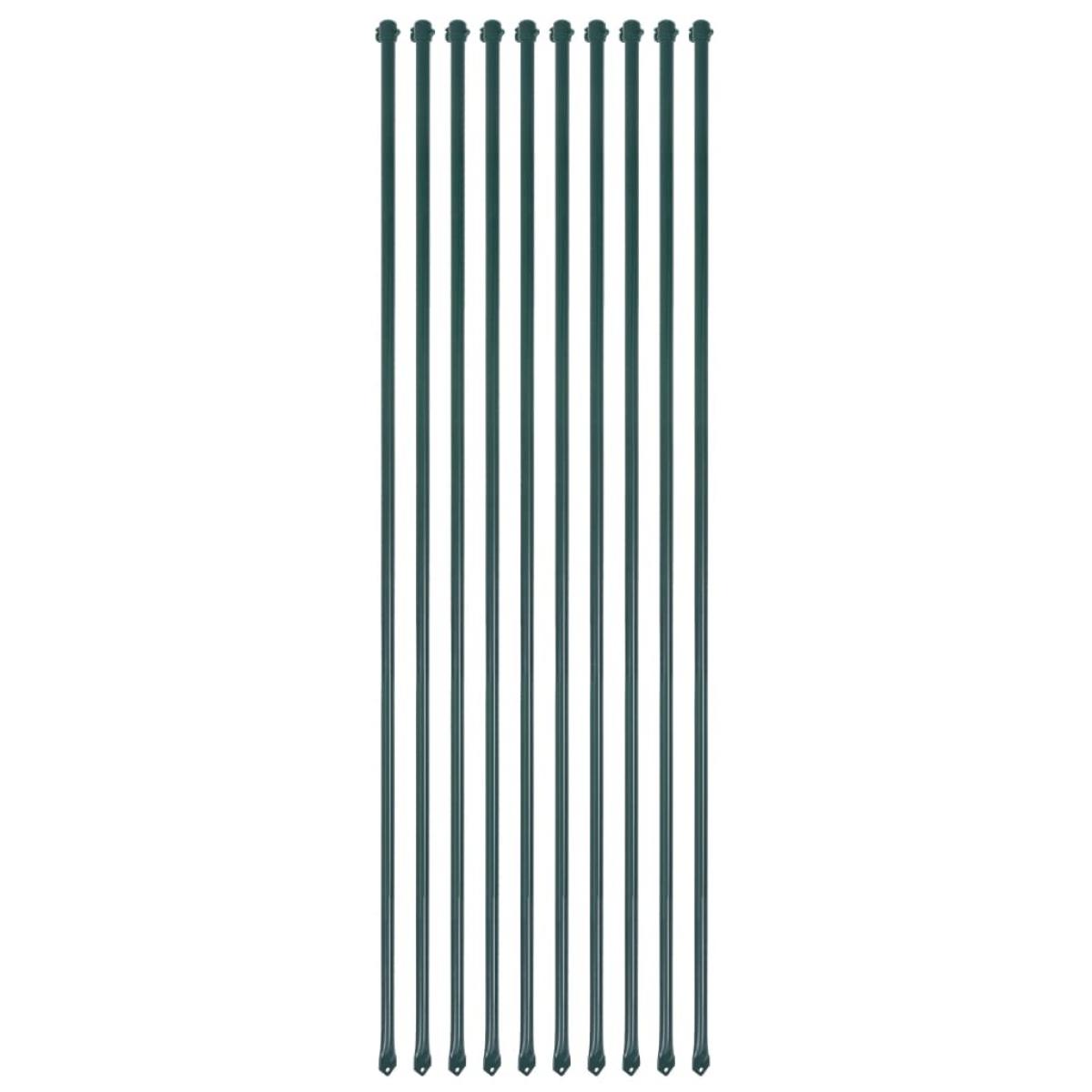 Postes de jardín 10 unidades 1,5 m metal verde