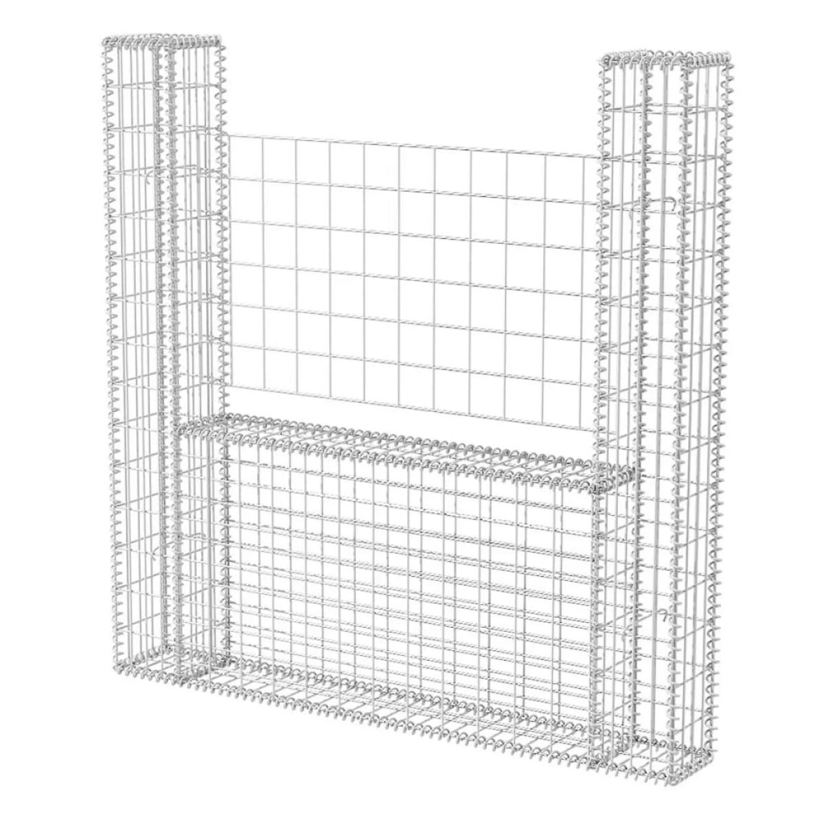Cesta en forma de U muro de gaviones galvanizado 160x20x150 cm