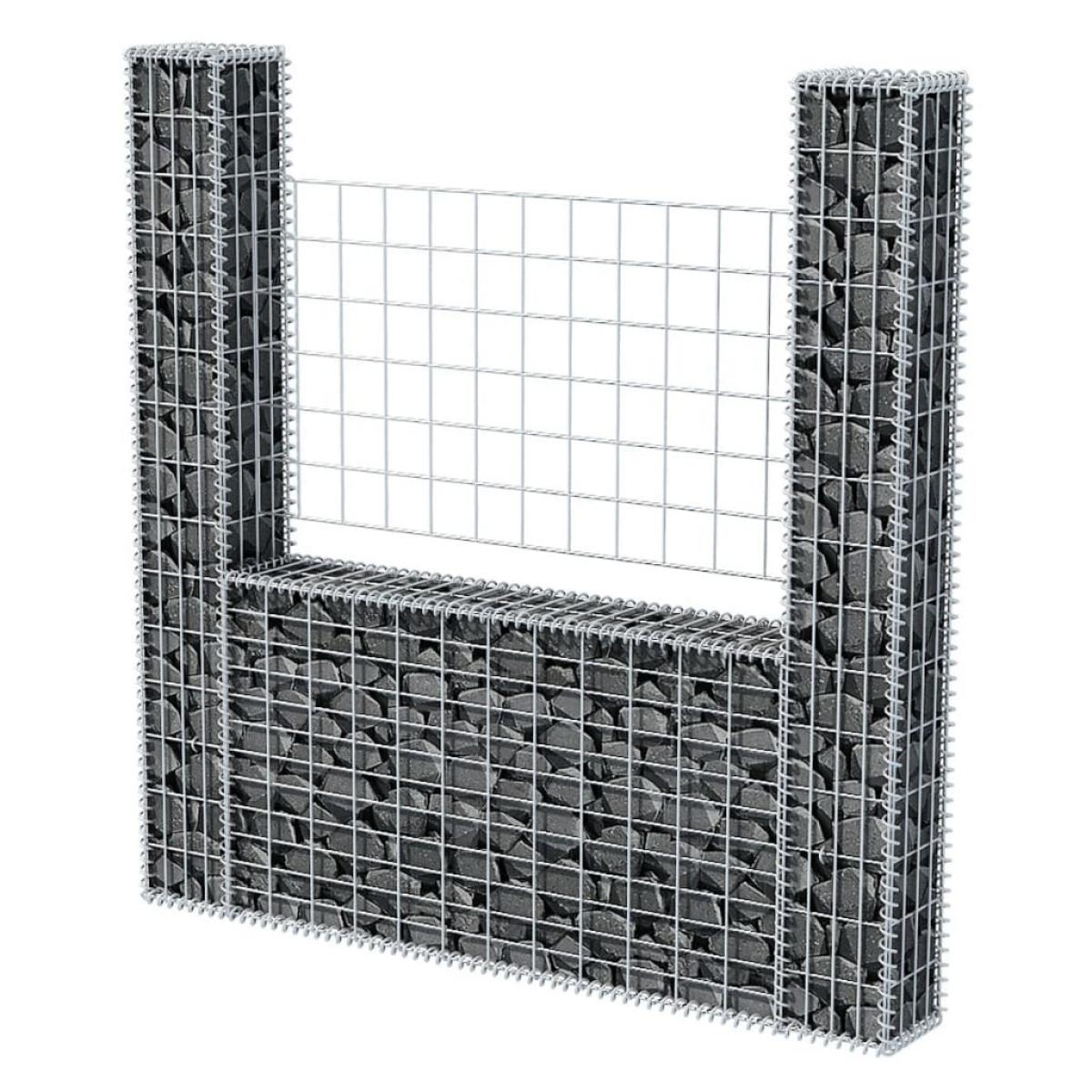 Cesta en forma de U muro de gaviones galvanizado 160x20x150 cm