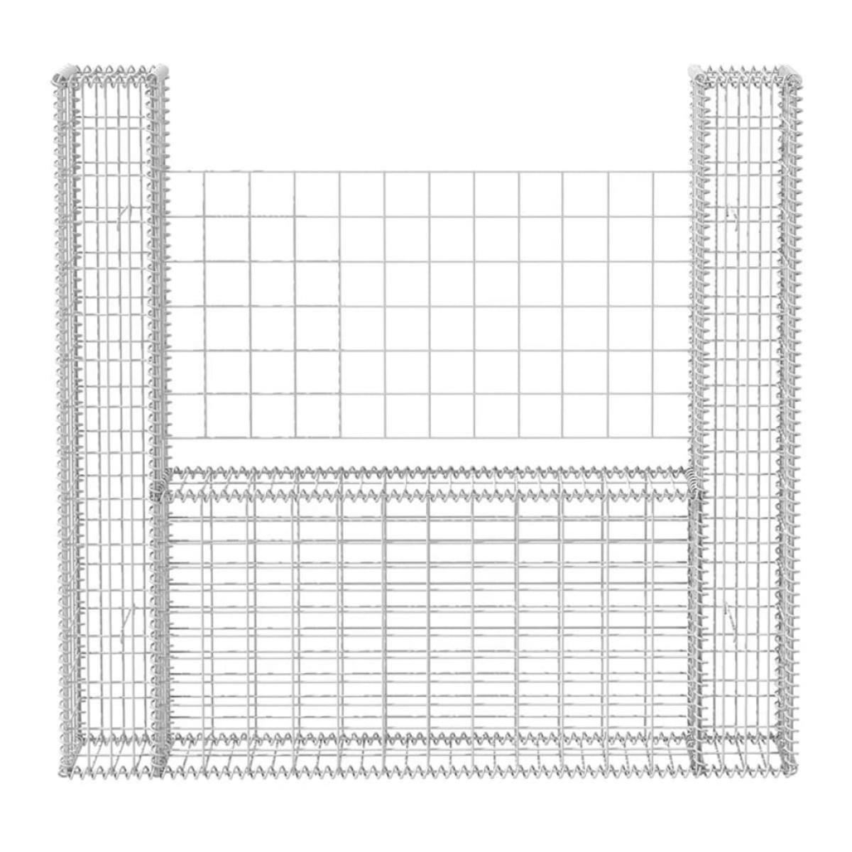 Cesta en forma de U muro de gaviones galvanizado 160x20x150 cm