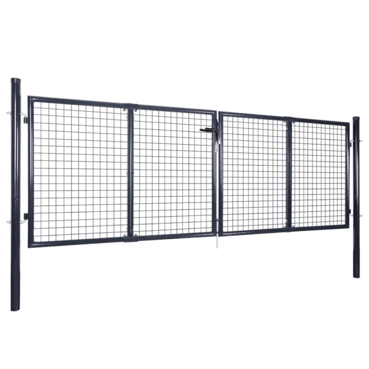 Puerta de malla de jardín acero galvanizado gris 289x100 cm