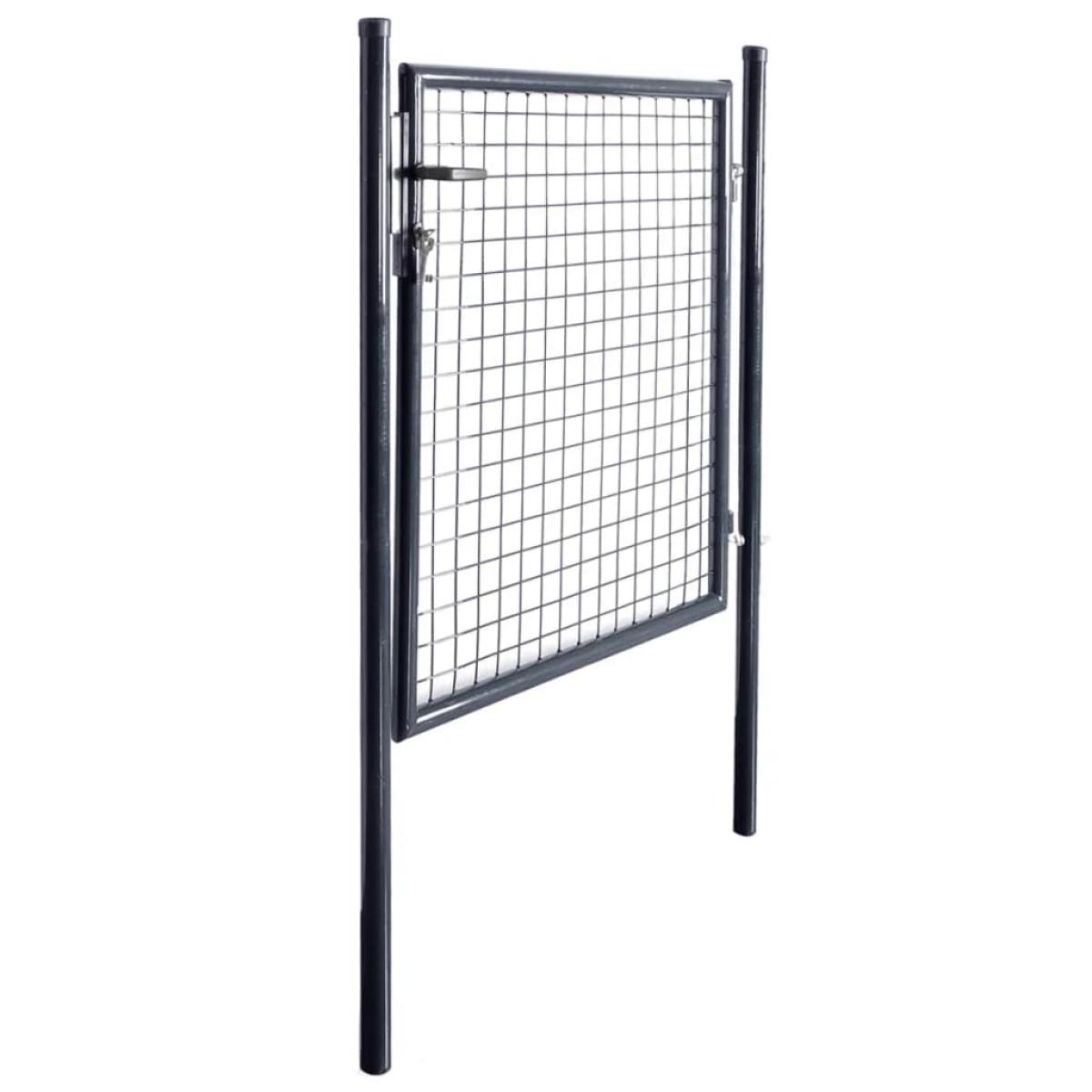 Puerta de malla de jardín acero galvanizado gris 85,5x100 cm