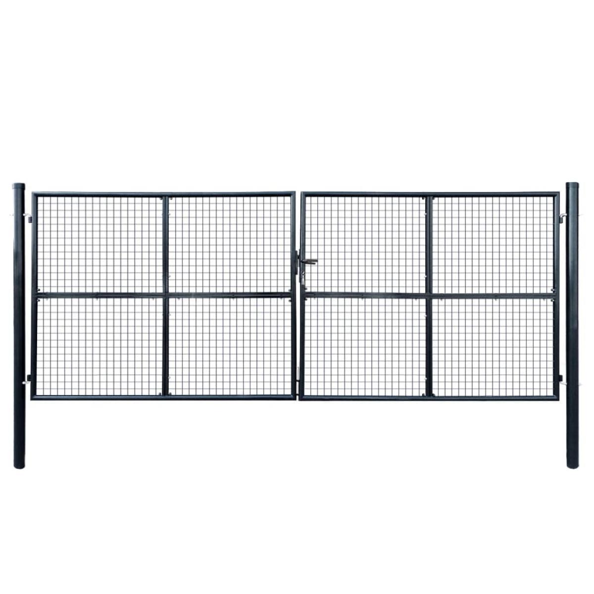 Puerta de malla de jardín acero galvanizado 400x150 cm gris