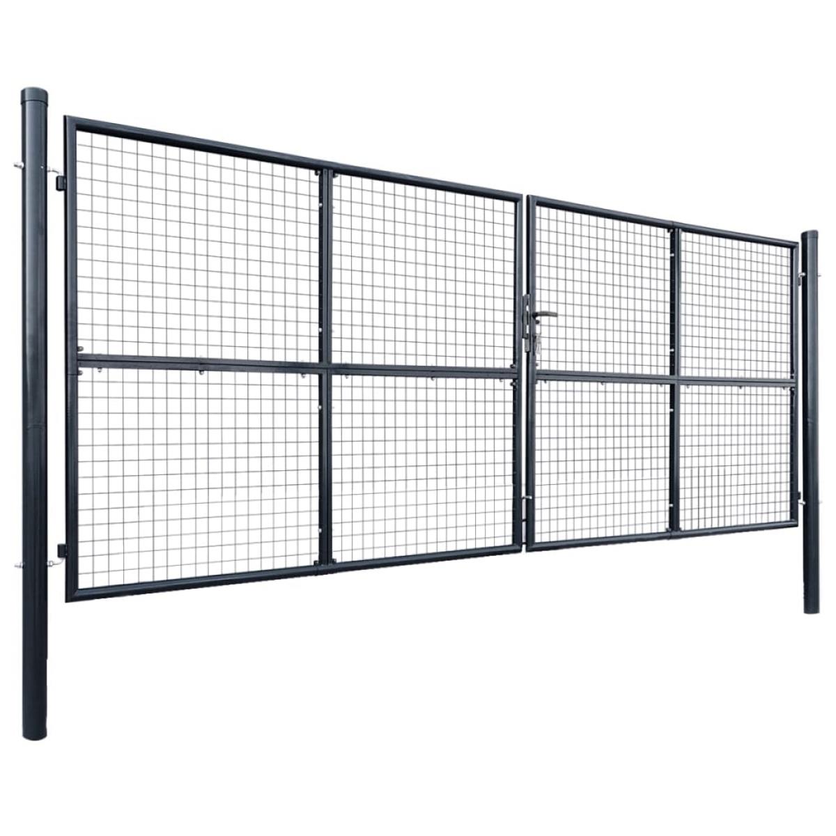 Puerta de malla de jardín acero galvanizado 400x150 cm gris