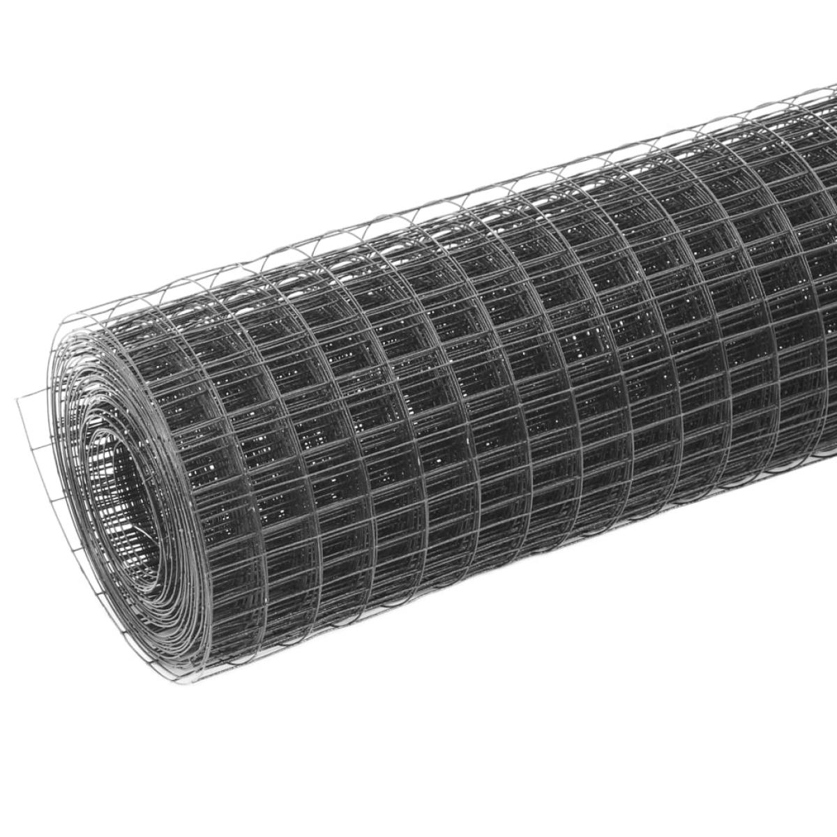 Alambrada de gallinero acero recubrimiento PVC gris 25x0,5 m