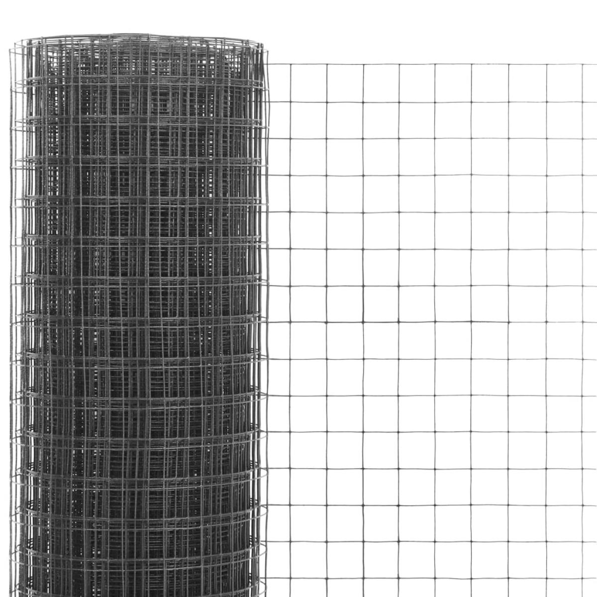 Alambrada de gallinero acero recubrimiento PVC gris 25x0,5 m