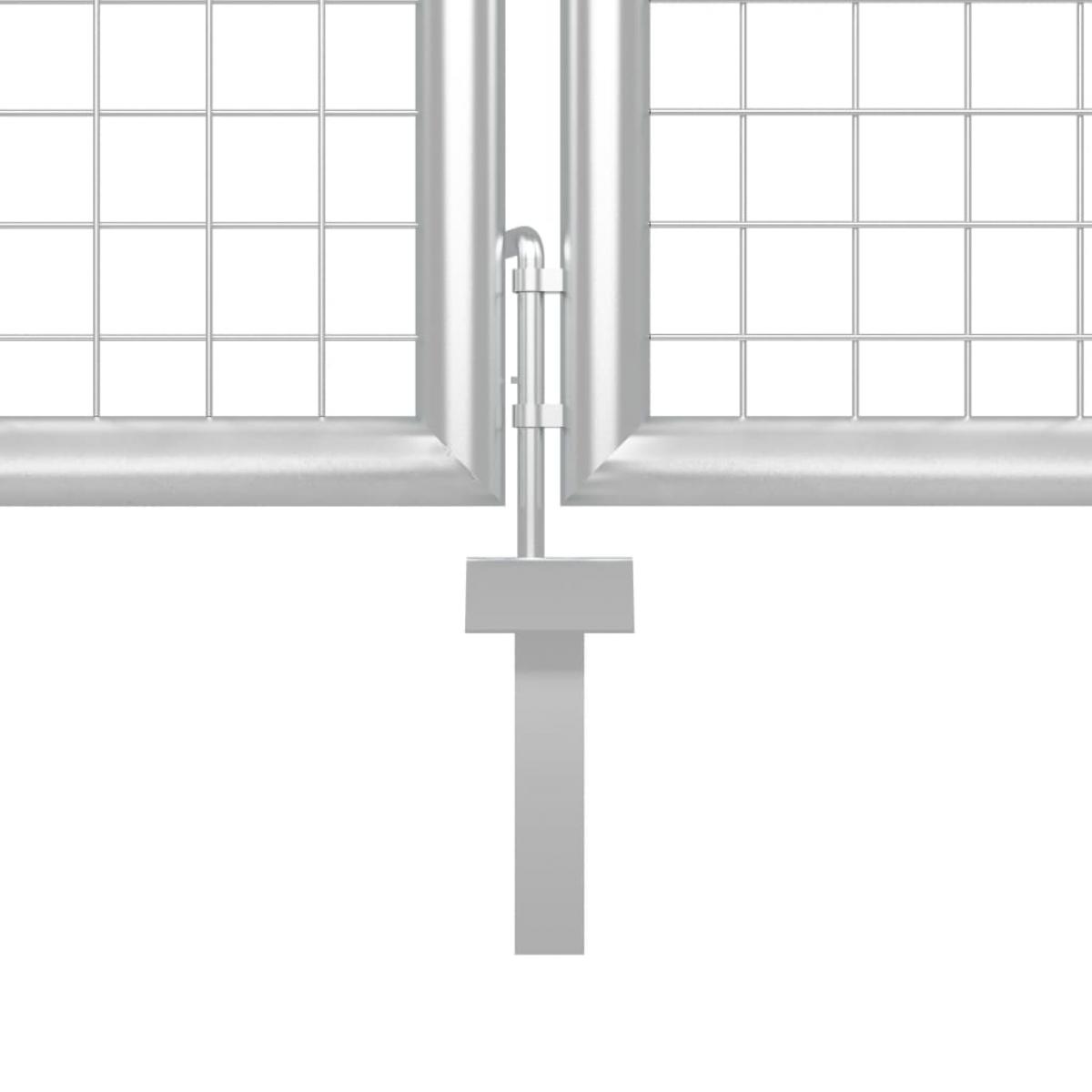 Puerta de jardín de acero plateado 400x75 cm