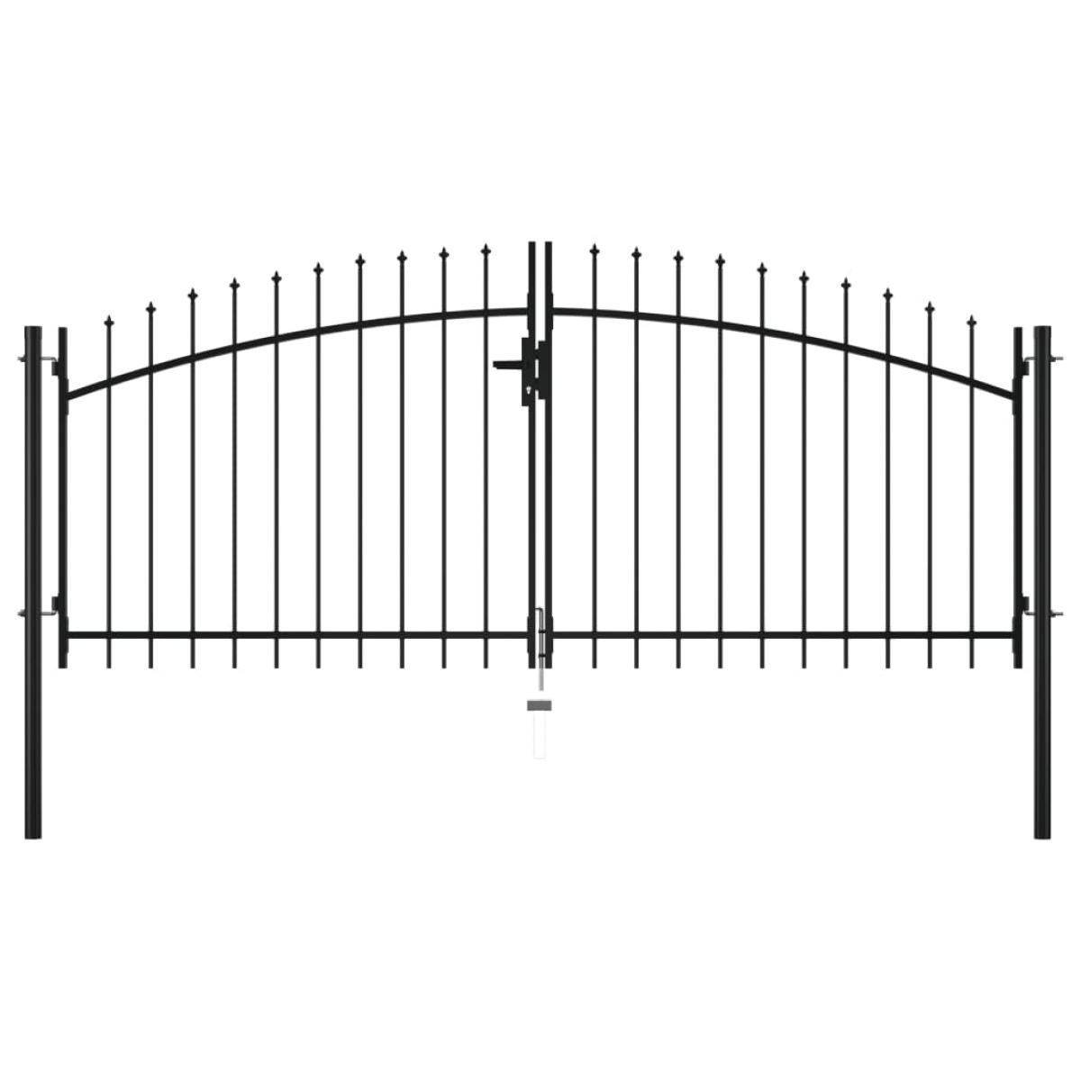 Puerta doble para valla con puntas de lanza 300x150 cm