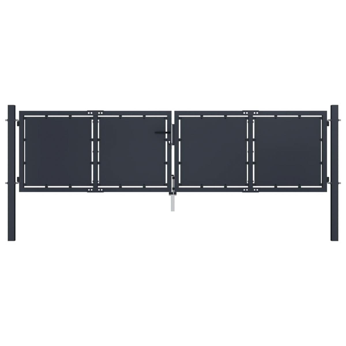 Puerta de jardín de acero gris antracita 300x100 cm